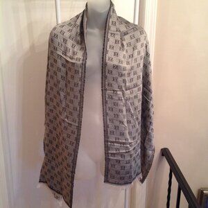 Escada Sport Monogram EE Scarf Shawl Wrap Fringe Edge Italy